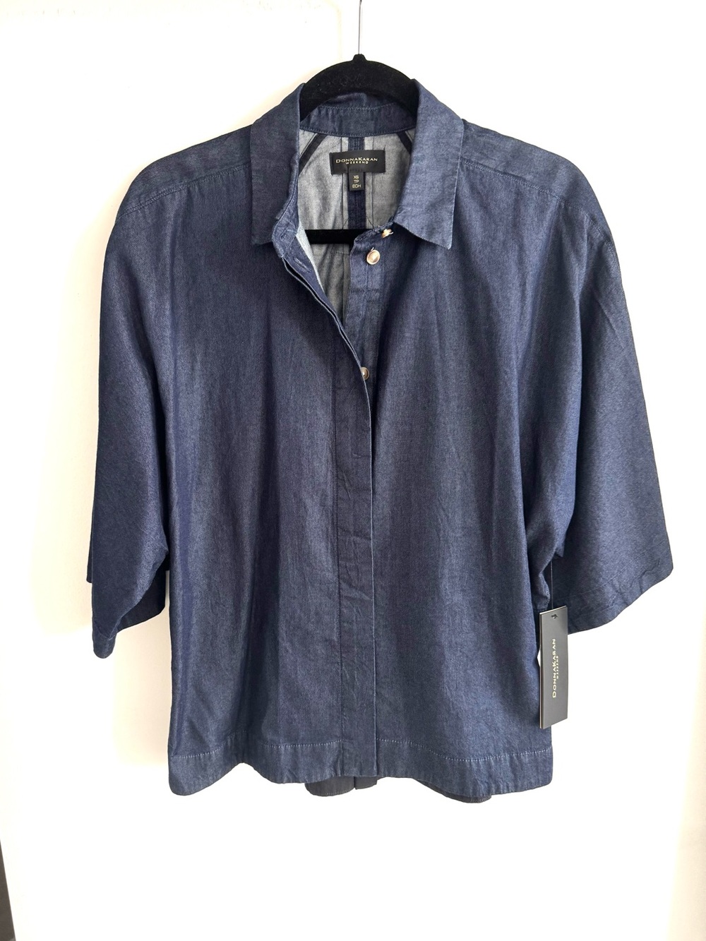 Donna Karan Indigo Short-Sleeve Button-Up Shirt